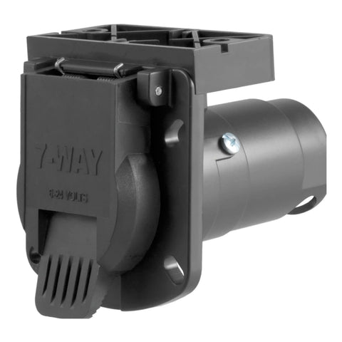 CURT 58417 - 7-Way RV Blade Connector Socket with Integrated Bracket (Vehicle Side Packaged)