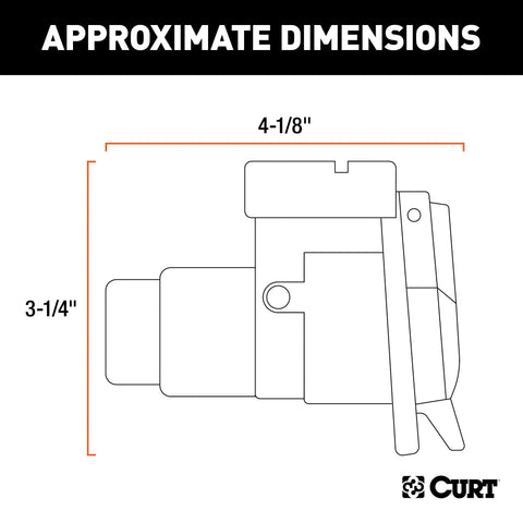 CURT 58417 - 7-Way RV Blade Connector Socket with Integrated Bracket (Vehicle Side Packaged)