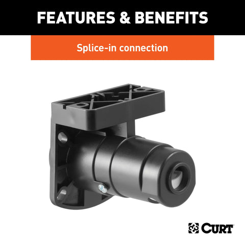 CURT 58417 - 7-Way RV Blade Connector Socket with Integrated Bracket (Vehicle Side Packaged)
