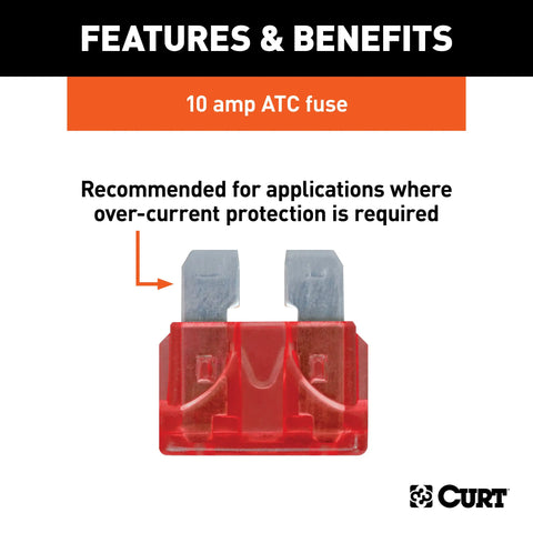 CURT 58440 - Replacement 10-Amp ATC Automotive Fuses 100-Pack