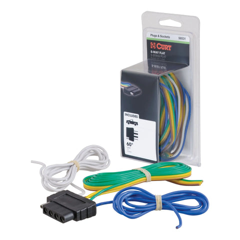 CURT 58531 - Vehicle-Side 5-Pin Flat Trailer Wiring Harness with 60-Inch Wires
