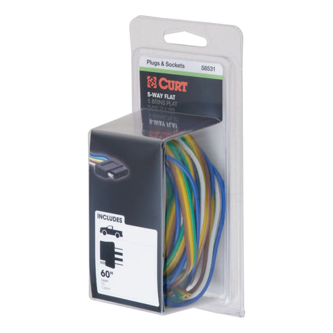 CURT 58531 - Vehicle-Side 5-Pin Flat Trailer Wiring Harness with 60-Inch Wires