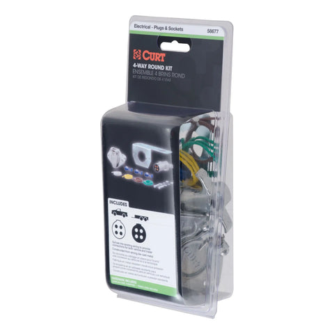 CURT 58677 - Vehicle-Side and Trailer-Side 4-Pin Round Wiring Harness Connectors