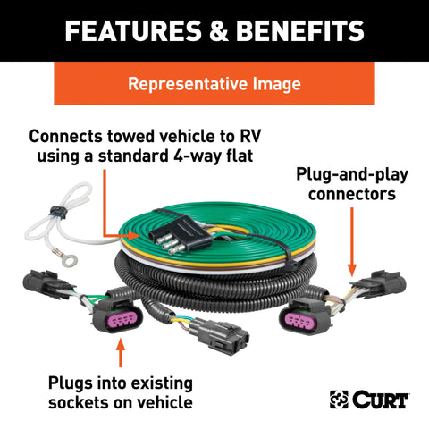 CURT 58905 - Custom Towed-Vehicle RV Wiring Harness Select Ford Focus