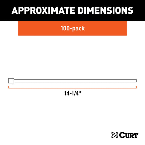 CURT 59732 - Plastic Zip Ties White 14-1/4-Inch Long 100-Pack