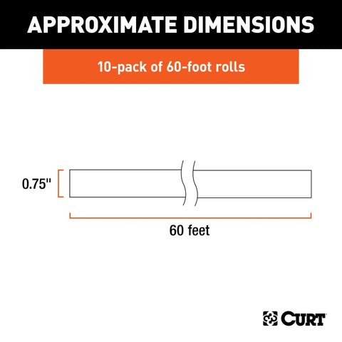 CURT 59740 - Black Electrical Tape 7 Mil 3/4-Inch x 60-Foot Rolls 10-Pack