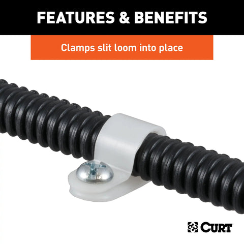 CURT 59828 - 3/8-Inch Convoluted Slit Loom Wire Protection Tube Clamps 25-Pack