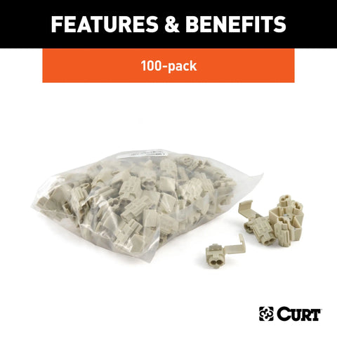 CURT 59906 - 18-14 Gauge White Scotch Snap Lock Wire Connectors 100-Pack