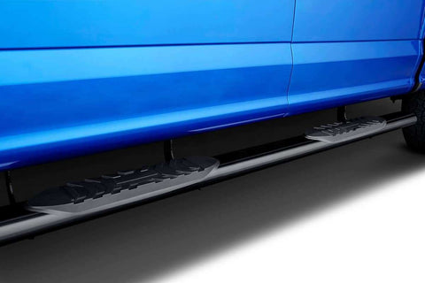 TrailFX A7031B - 5 Inch Oval Straight Powder Coated Black Steel Rocker Panel Mount Crew Cab Pickup