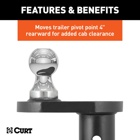 CURT 60602 - Double Lock 2-5/16in. Offset Gooseneck Ball (4in. Rearward Offset)