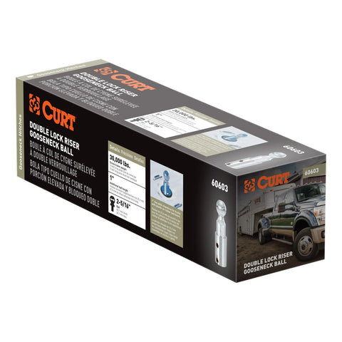 CURT 60603 - Double Lock 2-5/16in. Riser Gooseneck Ball (1in. Rise for Bed Liner)