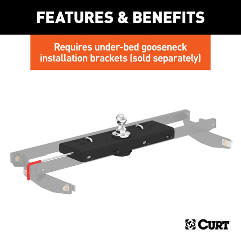 CURT 60607 - Double Lock Gooseneck Hitch 2-5/16in. Ball 30K (Brackets Required)