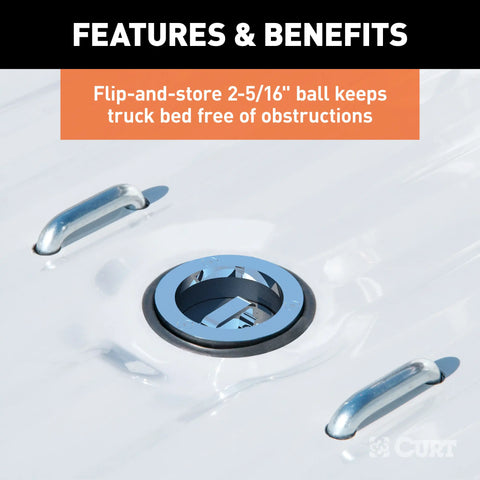 CURT 60620 - Double Lock Gooseneck Hitch 2-5/16in. Ball 30K (Brackets Required)