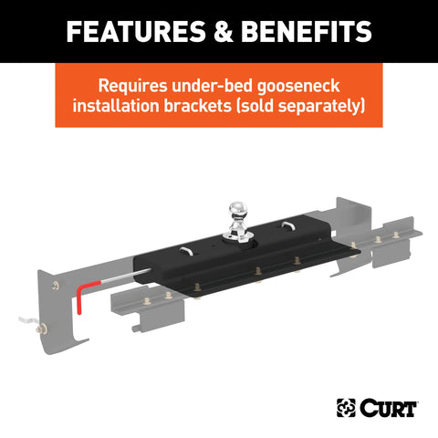 CURT 60620 - Double Lock Gooseneck Hitch 2-5/16in. Ball 30K (Brackets Required)