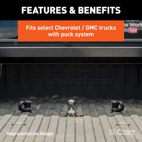 CURT 60628 - OEM Puck System 3in. Gooseneck Ball Chevrolet Ford GMC Nissan Ram (30K)