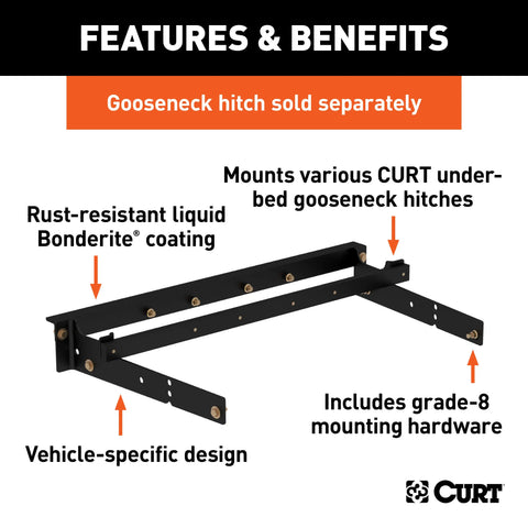 CURT 60631 - Under-Bed Gooseneck Installation Brackets Select Silverado Sierra C/K
