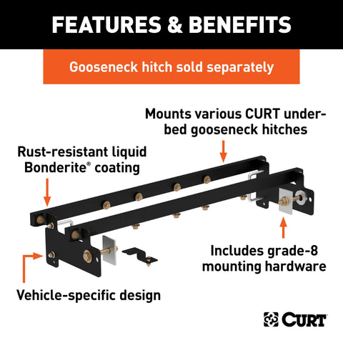CURT 60632 - Double Lock Gooseneck Installation Brackets Select Silverado Sierra 1500