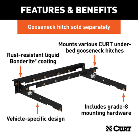 CURT 60636 - Under-Bed Gooseneck Installation Brackets Select Ford F-150 F-250 F-350