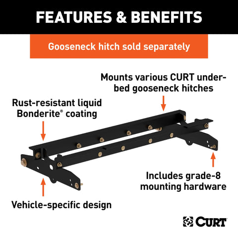 CURT 60637 - Under-Bed Gooseneck Installation Brackets Select Ford F-150 F-250