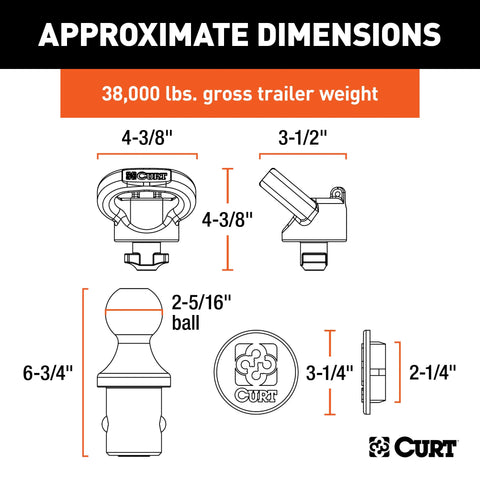 CURT 60638 - OEM Puck System 2-5/16in. Gooseneck Kit Ram (38K)