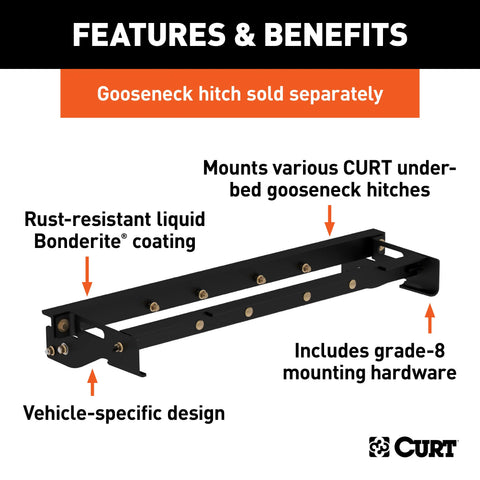 CURT 60641 - Under-Bed Gooseneck Installation Brackets Fits Select Ford F-150