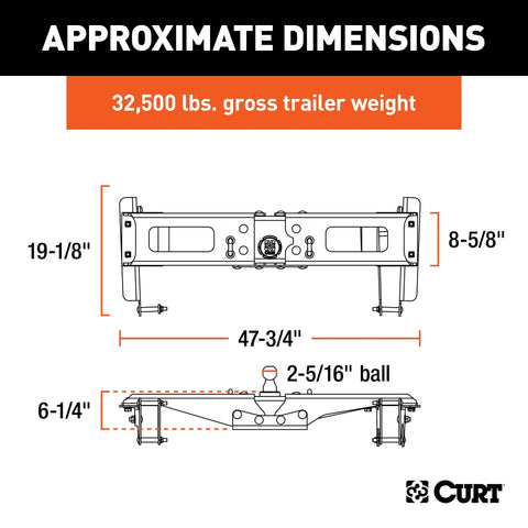 CURT 60642 - OEM-Style Gooseneck Hitch Select Chevrolet Silverado GMC Sierra 2500 3500 HD