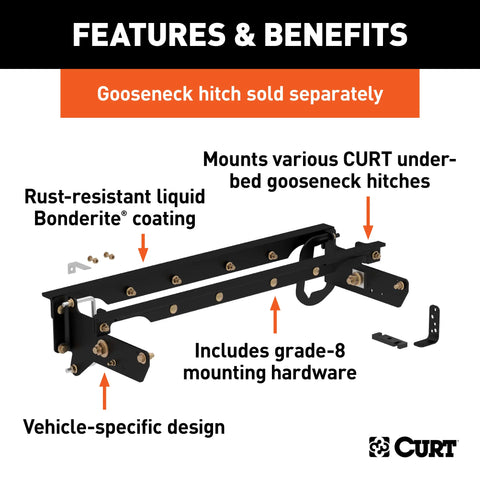 CURT 60644 - Under-Bed Gooseneck Installation Brackets Select Ford F-250 F-350 F-450
