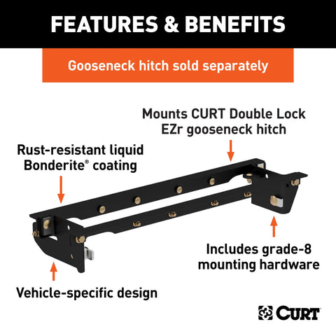 CURT 60645 - Double Lock EZr Gooseneck Installation Brackets Select Ford F-250 F-350