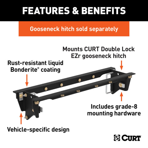 CURT 60647 - Double Lock EZr Gooseneck Installation Brackets Select Ford F-250 F-350