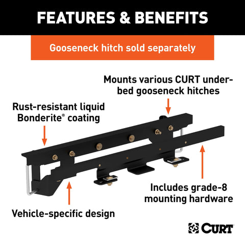 CURT 60658 - Double Lock Gooseneck Installation Brackets Select Ram 1500 with Air Suspension