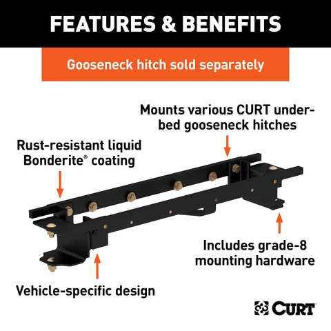 CURT 60667 - Double Lock Gooseneck Installation Brackets Select Toyota Tundra 6.5-Foot Bed
