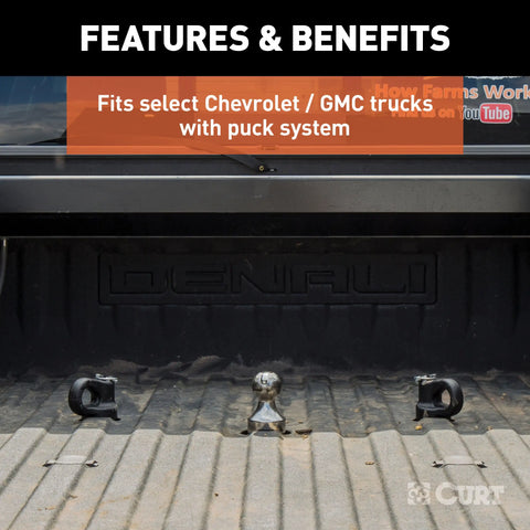 CURT 60691 - OEM Puck System Gooseneck Safety Chain Anchors Chevy Ford GMC Nissan (38K)