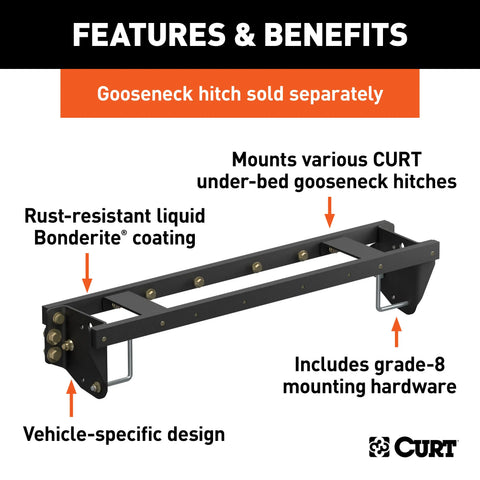 CURT 60701 - Double Lock EZr Gooseneck Install Brackets Select Silverado Sierra 2500 3500