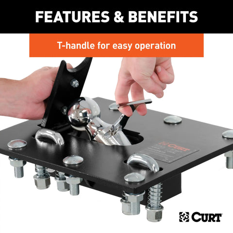 CURT 61052 - Over-Bed Folding Ball Gooseneck Hitch 30000 lbs 2-5/16-Inch