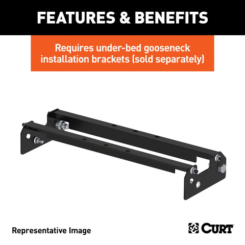 CURT 61052 - Over-Bed Folding Ball Gooseneck Hitch 30000 lbs 2-5/16-Inch