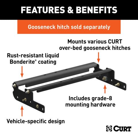 CURT 61332 - Over-Bed Gooseneck Installation Brackets Select Ford F-250 F-350 F-450