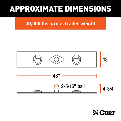 CURT 65500 - Over-Bed Flat Plate Gooseneck Hitch 30000 lbs 2-5/16-Inch Ball