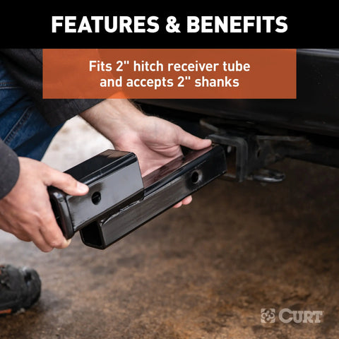 CURT 45797 Trailer Hitch Adapter, 2-Inch Receiver, 2-In Drop or Rise, 7,500 lbs