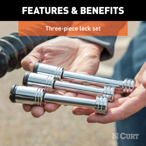 CURT 70005 - Rambler RV Tow Bar Lock Set 3-Pack Keyed-Alike