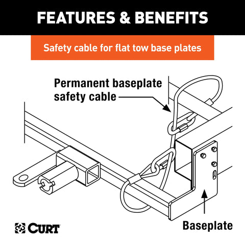 CURT 70006 - Replacement 36in. x 1/4in. Diameter Tow Bar Base Plate Safety Cable (3500 lbs)