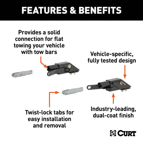CURT 70131 - Custom Tow Bar Base Plate Brackets for Dinghy Towing Fits Select Che