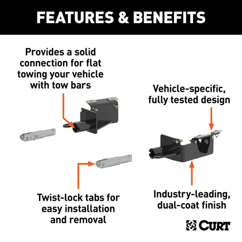 CURT 70136 - Custom Tow Bar Base Plate Brackets for Dinghy Towing Fits Select Che