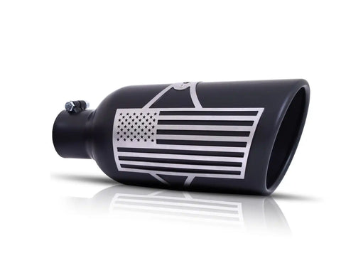 Gibson Performance Exhaust 71-1014 Patriot Flag Rolled Edge Angle Tip Black Ceramic