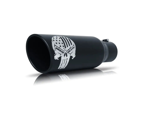 Gibson Performance Exhaust 76-1002 Patriot Skull Rolled Edge Angle Tip Black Ceramic
