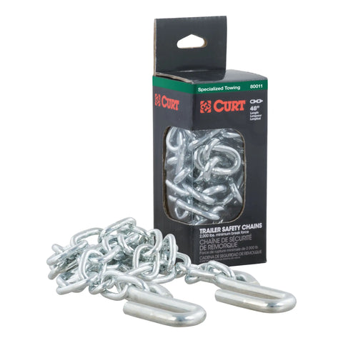 CURT 80011 - 48in. Safety Chain with 2 S-Hooks (2000 lbs Clear Zinc Packaged)