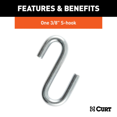 CURT 80020 - 27in. Safety Chain with 1 S-Hook (2000 lbs Clear Zinc)