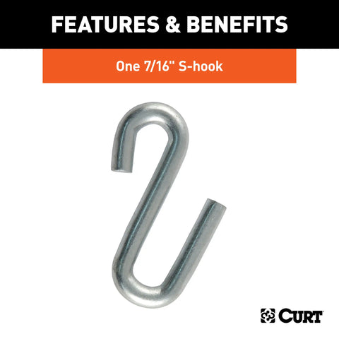 CURT 80040 - 27in. Safety Chain with 1 S-Hook (5000 lbs Clear Zinc)
