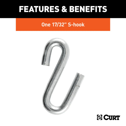 CURT 80300 - 27in. Safety Chain with 1 S-Hook (7000 lbs Clear Zinc)