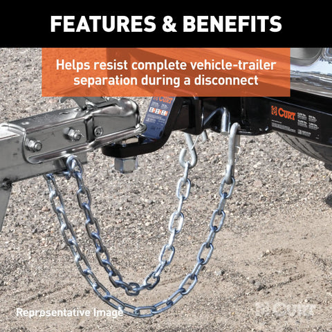 CURT 80301 - 48in. Safety Chain with 2 S-Hooks (7000 lbs Clear Zinc)