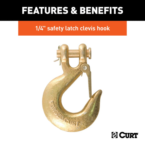 CURT 80302 - 35in. Safety Chain with 1 Clevis Hook (7800 lbs Clear Zinc)